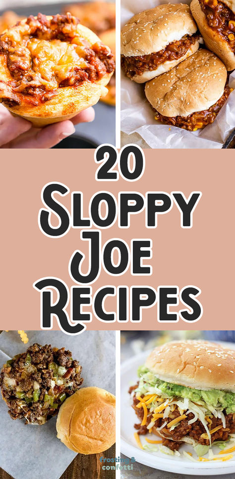 20 mouthwatering Sloppy Joe recipes that will satisfy your craving for a flavorful meal! You'll find Sloppy Joe Casserole, Sloppy Joe French Bread Pizza, Sloppy Joe Tacos, Venison Cheesesteak Sloppy Joe, Sloppy Joe Cornbread Cups, Crock Pot Sloppy Joes, and more. Sloppy Joe Sandwich Ideas, Crockpot Sloppy Joes Manwich, Recipes Using Sloppy Joe Meat, Cheeseburger Sloppy Joes Crockpot, Fancy Sloppy Joe Recipe, School Sloppy Joe Recipe, Diy Sloppy Joes, Sloppy Joe Variations, French Onion Sloppy Joes