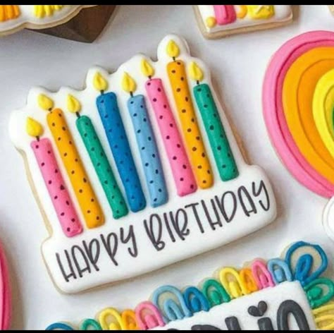 Birthday Party Cookies Decorated, Birthday Cutout Cookies, Number 8 Cookies Decorated, Birthday Cupcake Cookies Decorated, Happy Birthday Royal Icing Cookies, Number 4 Cookies Decorated, Birthday Cookie Decorating, Decorated Sugar Cookies Ideas Birthday, Royal Icing Cookies Designs Birthday