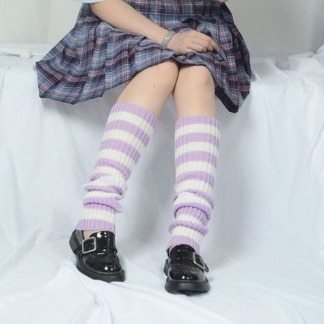 buy socks Purple Leg Warmers, Loose Socks, Harajuku Girl, Japanese Socks, Harajuku Girls, Shopee Philippines, American Girls, Girls Stripes, Long Socks