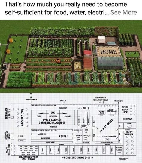 Homestead Garden Layout, Homestead Layout, Self Sufficient Homestead, Acre Homestead, Farm Plans, Homestead Farm, Farm Layout, Homestead Gardens, Self Sufficient