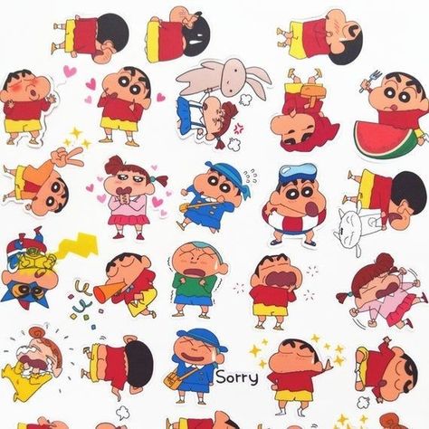 Shinchan Stickers Printable, Shinchan Stickers, Travel Stickers Printable, Sinchan Cartoon, Perry The Platypus, Diary Decoration, Shaun The Sheep, Cute Sketches, Stickers Printable