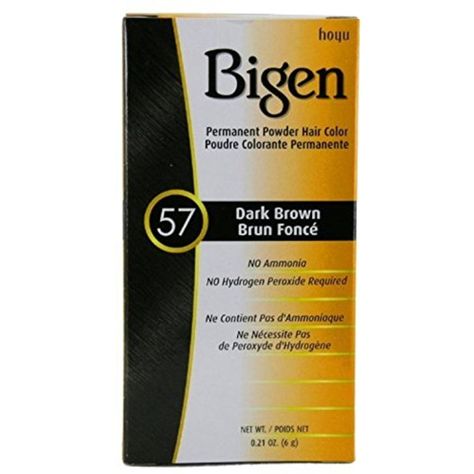 Bigen Permanent Powder Hair Color 57 Dark Brown 1 ea (Pack of 4) >>> For more information, visit image link. (This is an affiliate link) #PersonalCare Bigen Hair Color, How To Darken Hair, Grey Hair Coverage, Hair Color Chocolate, Dark Auburn, Covering Gray Hair, Hair Powder, Light Hair Color, How To Color Eyebrows