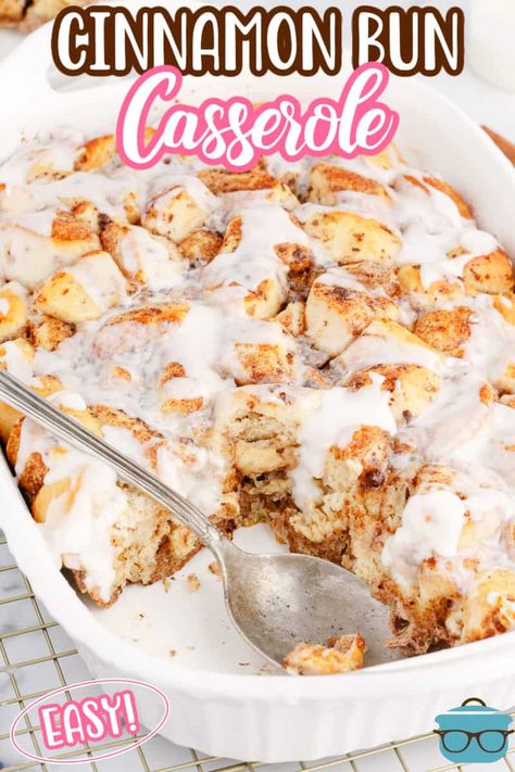 Cinnamon Bun Casserole, Roll Desserts, Sweet Breakfast Casserole, Valentine Sweets, Homemade Breakfast Sausage, Cook Breakfast, July Desserts, Honey Bun, Breakfast Meals