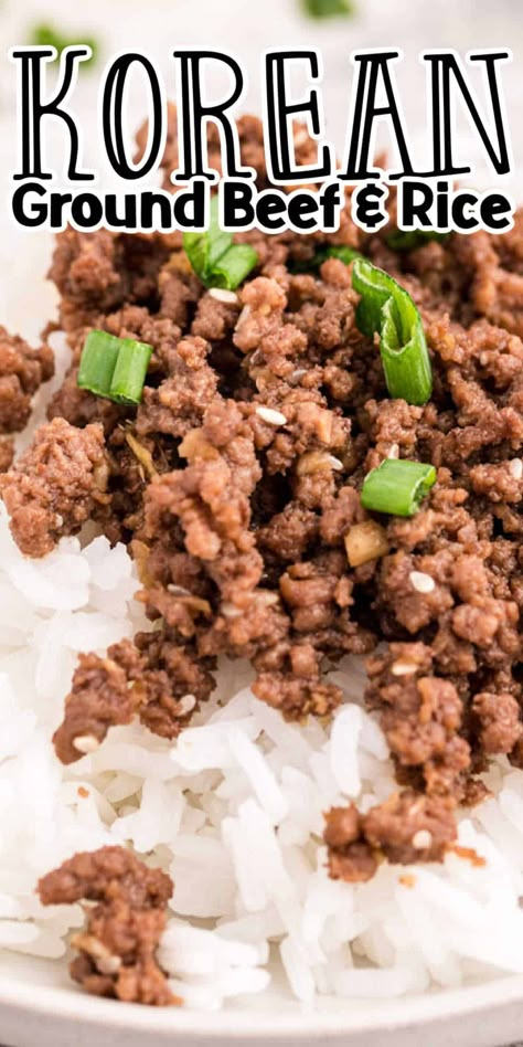 Dinner done in 20 minutes or less yes please! This Quick and Easy Korean Ground Beef and Rice Bowls is not only quick and easy but makes for a delicious dinner too! Hamburger And Rice Recipes, Burger Soup Recipes, Beef Rice Bowl Recipe, Cheese Burger Soup, Hamburger Meat Recipes Easy, Meat Recipes Easy, Burger Soup, Ground Beef Recipes Keto, Beef Recipes Keto