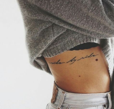 Love this but I'd put it a little higher up by the bra line Discreet Tattoos For Women, Discrete Tattoo, Small Quote Tattoos, Tattoo Trend, Inspiration Tattoos, Cat Tattoos, Tiny Tattoo, Side Tattoos, Discreet Tattoos