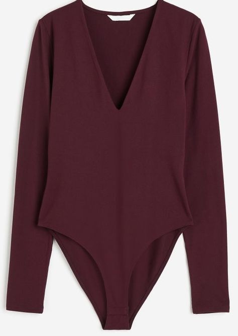 Burgundy Bodysuit, Wardrobe Planning, V Neck Bodysuit, Snap Fasteners, Going Out Tops, Oversized Pullover, New Wardrobe, High Cut, Capsule Wardrobe