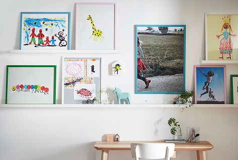 Colorful IKEA FISKBO picture frames for home decoration. I like this collection of frames for the wall art we are going to create. Pottery Barn Hacks, Frames Pictures, Baby Food Chart, Frame Ideas, Kids Room Inspiration, Ikea Frames, Wall Frames, Boys Bedrooms, Picture Frame Wall