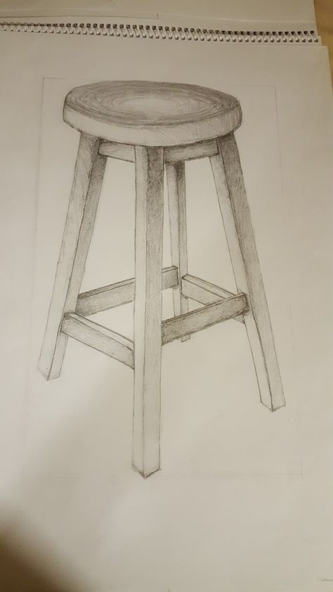 Easy Chair Drawing, Stool Drawing Sketch, How To Draw Chairs, 3d Chair Drawing, Chair Art Drawing, Chair Perspective Drawing, How To Draw A Chair, Chair Drawing Simple, Chair Illustration Drawing