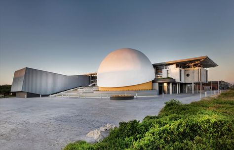 Completed in 2023 in Port Elizabeth, South Africa. Images by Ray Truter Photography. Client brief called for the design of a new Science Centre for Nelson Mandela University and accommodating a new 150-seater digital planetarium... Client Brief, Port Elizabeth South Africa, Science Centre, University Architecture, Public Architecture, Innovative Architecture, Port Elizabeth, Landscape And Urbanism, Chicago Architecture