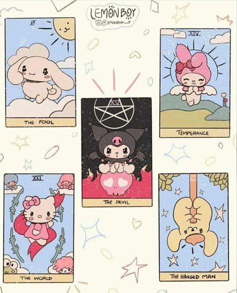 Grunge Core, Kitty Room, Hello Kitty Crafts, Hello Kitty Aesthetic, Hello Kitty Characters, Kitty Drawing, Hello Kitty Drawing, Hello Kitty Art, Tarot Cards Art