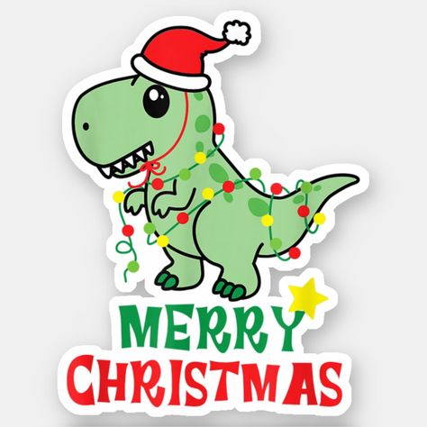 Christmas Dinosaur Tree Rex Xmas Sticker Christmas Dinosaur, Dinosaur Shirt, Dinosaur Christmas, Xmas Holidays, Boys Christmas, Christmas Stickers, Christmas Morning, Holiday Shirts, Retro Christmas