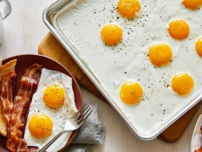 Sheet Pan Eggs Recipe | Food Network Kitchen | Food Network Sheet Pan Eggs, Pan Chicken Fajitas, Easy Meal Ideas, Eggs Recipe, Fried Eggs, Pan Recipes, Sheet Pan Dinners, Sheet Pan Recipes, Breakfast Foods