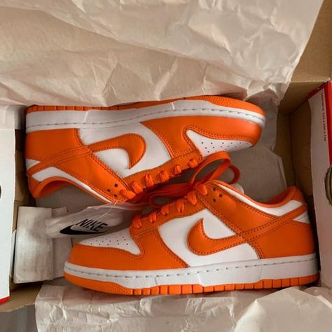 Nike Dunk Low SP Syracuse 李2022 Orange Dunks, Jordan 1 Orange, Nike Dunk Low Sp, Orange Shoes, Cute Nike, Cute Nike Shoes, Nike Air Force Ones, Cute Nikes, Girly Shoes