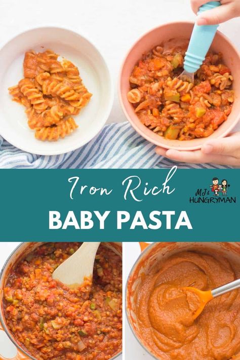 A baby pasta recipe that is loaded with iron and vegetables! You’ll also find answers to the most commonly asked questions regarding pasta for babies, such as when to introduce and which types are best. Boston Recipes, Postpartum Recipes, Baby Pasta, Weaning Foods, Kid Foods, Baby Meals, Easy Baby Food Recipes, Baby Led Weaning Recipes, Healthy Baby Food