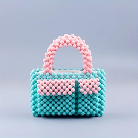 Mini Cute Beaded Handbag, Kawaii Square Coin Purse, Women's Woven Top Handle Satchel Bag - Temu Australia Hand Beaded Bag, Beading Inspiration, Diy Bags Patterns, Mini Cute, Pearl Bag, Beaded Crafts, Beaded Handbag, Crochet Bag Pattern, Woven Top