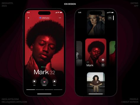 Dating app by Imrakh Aliev 👨🏻‍💻 for Geex Arts on Dribbble Social App Design, Mobile App Design Inspiration, Dating Chat, App Design Inspiration, Music App, Dating App, App Ui Design, Graphic Elements, Mobile App Design