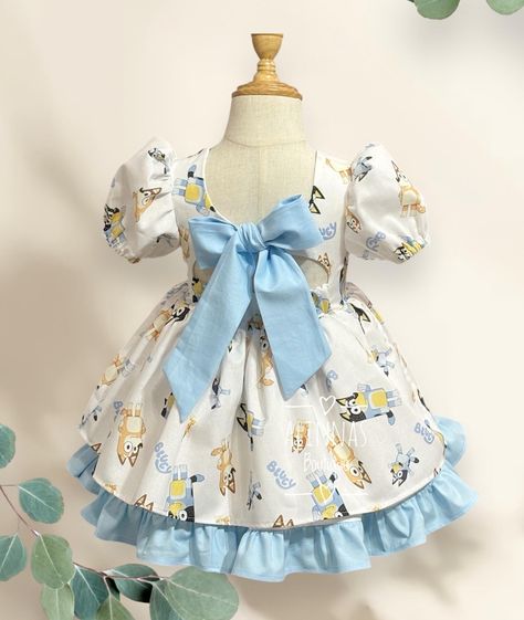 Bluey Dress For Girl, Bluey Birthday Dress, Bluey Birthday Outfit For Girl, Bluey Twoey Birthday Party, Bluey Birthday Outfit, Bluey Dress, Dog Birthday Outfit, Birthday Party Photoshoot, Bluey Birthday Party