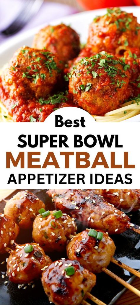 Whether you're hosting a Super Bowl party or tailgating on the weekend, meatballs are an easy way to serve a crowd and this collection of the best meatball recipes has something for every occasion #superbowlappetizerideas #superbowlparty #gamedaypartyfood Super Bowl Meatballs, Game Day Meatballs, Gameday Party Food, Meatball Appetizer Crockpot, Meatball Appetizers, Football Food Appetizers, Appetizers Game Day, Super Bowl Appetizers, Meatball Appetizer Recipe