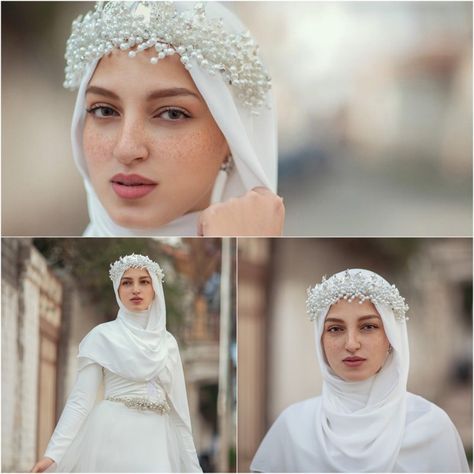 Hair Pieces For Wedding Hijab, Hijab Headpiece Brides, Bridal Headpieces Hijab, Headpiece Wedding Hijab, Hijab Accessories Headpieces, Hijab Bride Veil, Hijab Headpiece, Headpiece Hijab, Muslim Wedding Hijab