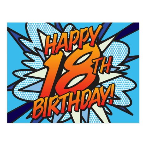 Comic Book Pop Art, Happy 18th Birthday, Happy Birthday 18th, Happy Birthday Decor, Bubble Fun, 18th Birthday Cards, Happy Birthday Celebration, Retro Comic Book, Birthday Keepsakes