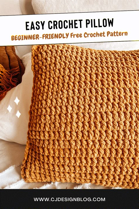 How to crochet a pillow – Beginner-friendly pattern - CJ Design Blog Easy Crochet Pillows For Beginners, Crochet A Pillow Cover, Easy Crochet Cushion Cover, Free Crochet Pillow Patterns Easy, Crochet Throw Pillow Pattern Free Easy, Easy Crochet Pillows Free Patterns, Crochet Pillow Easy, Crochet Cushion Cover Pattern Free Easy, Crochet Pillow Cover Patterns Free