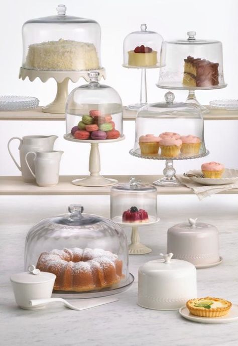 Domed Cake Stands Collection Cake Stand With Dome, Cake Pedestal, Cake And Cupcake Stand, Cake Dome, Bakery Display, Dessert Aux Fruits, Cakes And Cupcakes, Bakery Design, Kitchen Ware