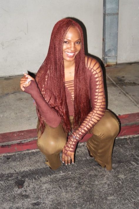 Cute Micro Braids, Micro Bohemian Braids, Long Mini Braids, Ginger Micro Braids, Micro Braids Aesthetic, Tiny Long Braids, Micro Braids With Bangs, Blonde Micro Braids Black Women, Copper Red Braids