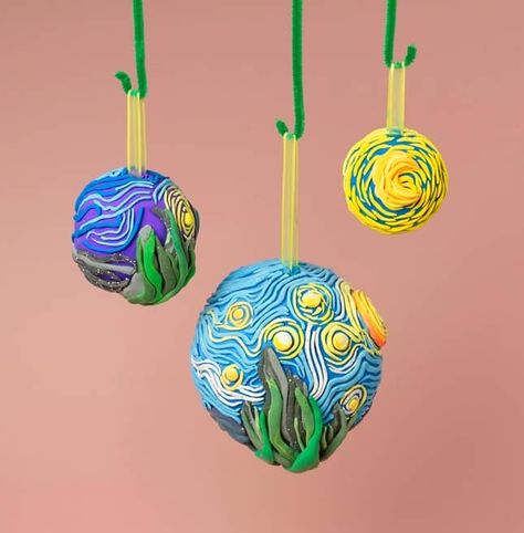 Starry Night Ornament, Model Magic Ornaments, Model Magic Projects, Model Magic Ideas, Model Magic Clay Ideas, Crayola Model Magic, Meat Tray, 3d Art Projects, Model Magic