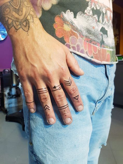 Mens Fingers Tattoo, Mens Small Finger Tattoos, Egyptian Finger Tattoos For Men, Men's Finger Tattoos, Tattoo For Finger Men, Mandala Finger Tattoo Men, Greek Finger Tattoo, Tattoo On Fingers Men, Native Finger Tattoo