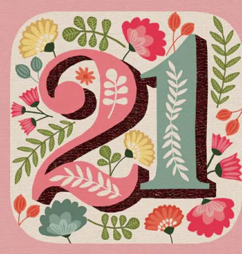 Birthday Typography, Numbers Typography, Birthday Logo, Free Birthday Card, Greetings Island, Number Art, 21st Birthday Cards, Birthday Illustration, Restaurant Logo