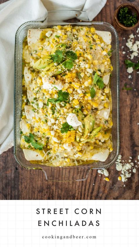 Corn Enchiladas, Summer Casseroles, Enchiladas Recipe, Summer Corn, Hispanic Food, Street Corn, Enchilada Recipes, Entree Recipes, Mexican Food Recipes Authentic