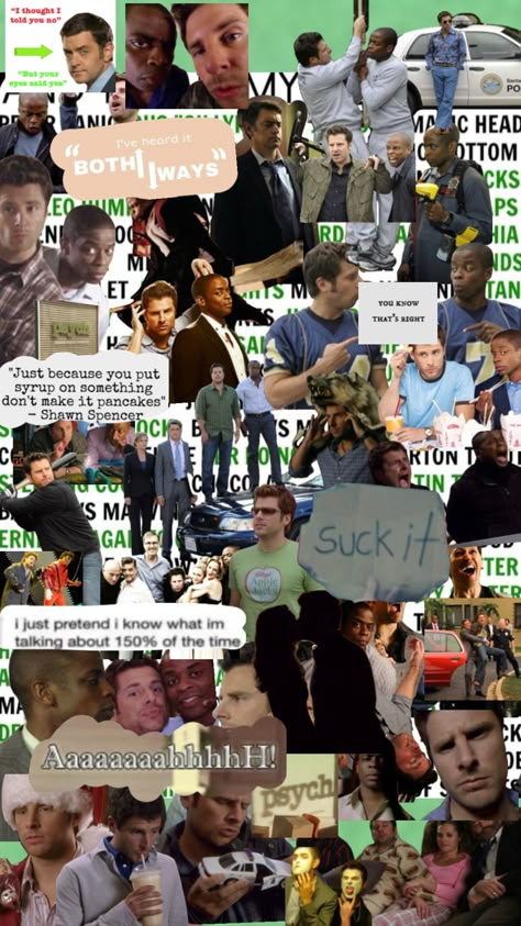 #psych #shawnspencer #burtonguster #wallpaper Psych Wallpaper, Psych Aesthetic, Psych Cast, Psych Tv Show, Burton Guster, Shawn And Gus, Psych Tv, Shawn Spencer, I Know You Know