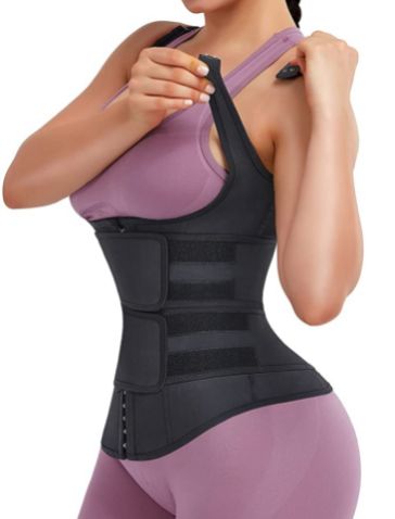 100% Latex Hook and Eye closure 1. Material: Core:100% Latex, Lining:96% Cotton+4% Spandex. Washing tips: Hand wash separately in cold water, do not use machine. Double belt, hook&eyes, adjustable shoulder straps and 9 steel boned vest design. 2. Body Shaper with Adjustable Waist Trainer Belt: Closure waistband makes it easy to put on and take off; Flexible adjustment around your waist for waist training and tummy control. This double belt shaper Waist Trimmer Workout, Trim Waist Workout, Sweat Waist Trainer, Hourglass Waist, Best Waist Trainer, Waist Trainer Vest, Vest Design, Latex Waist Trainer, Double Belt