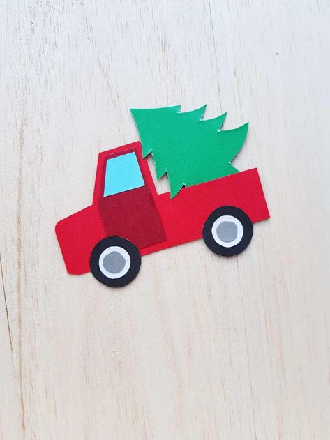 Red Truck with Christmas Tree Craft Tutorial | Marcie in Mommyland Toddler Christmas Books, Christmas Tree Paper Craft, Red Truck With Christmas Tree, Truck With Christmas Tree, Truck Crafts, Christmas Tree Craft, Red Crafts, Christmas Bucket List, Christmas Bucket