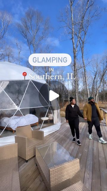 Black People Outside | Travel, Camping, Outdoors on Instagram: "Who wants to go glamping!?!   Check out this cute glamping dome in southern Illinois. Perfect for a secluded weekend getaway with whoever.   This luxurious dome is perfect for nature lovers like us. Shawnee hills glamping has:  🛀 A private hot tub  👩🏾‍🍳Fully stocked kitchen  🌬️Heat/ air 🔥 Fire pit 🍖Grill  🧼Full bathroom  🥾Hiking trails nearby   Would you stay in a luxury glamping dome?   Read the full blog! Link in bio!   #illinois #glamping #chicago #weekendgetaway #nature #dome" Glamping Bathroom, Dome Glamping, Dome Camping, Glamping Ideas, Safari Camp, Heat Air, Private Hot Tub, Go Glamping, Luxury Glamping