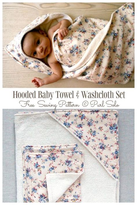 DIY Hooded Baby Towel & Washcloth Set Free Sewing Pattern | Fabric Art DIY Sew Hooded Towel, How To Make Hooded Towels For Kids, Hooded Baby Towel Pattern, Baby Bath Towels Hooded Diy, Diy Hooded Towel Kids, Baby Towels Hooded Diy, Hooded Bath Towels For Kids Free Pattern, Baby Fabric Projects, Kids Bath Towels