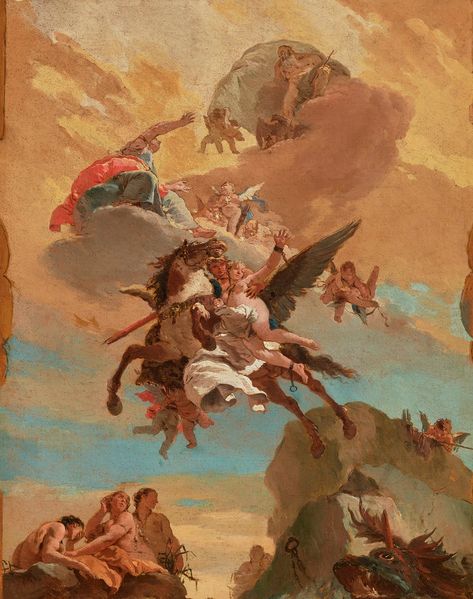 At the Frick, Tiepolo’s Divine Lovers, Lost to War and Resurrected - The New York Times Giovanni Battista Tiepolo, Jean Antoine Watteau, Francisco Goya, Winged Horse, Italian Painters, Sea Monsters, National Gallery, Caravaggio, Painting Reproductions