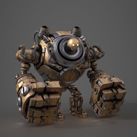 Robot Concept Art Steampunk, Toy Concept Art, Steampunk Robot Concept Art, Steam Punk Robot, Steampunk Concept Art, Dieselpunk Mech, Steampunk Machines, Airship Art, Steampunk Robots