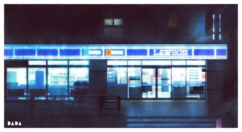 Midnight Convenience Store on Behance Digital Art Painting, Illustration Digital, Ink Art, Art Store, Pixel Art, Adobe Photoshop, Convenience Store, Adobe Illustrator, Art Reference