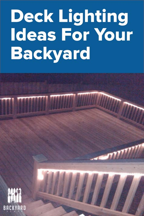 Decks With Lighting, Deck Ideas Lights, Deck Lights Ideas Outdoor, Deck Railing Lights, Outside Deck Lighting Ideas, Deck Rail Lighting Ideas, Trex Deck Lighting Ideas, Patio Deck Lighting Ideas, Lighting For Decks And Patios