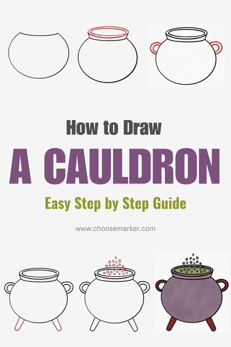 🎃 Get ready to brew up some Halloween magic with this easy cauldron drawing tutorial! 🖌️ Grab your pencils and let's unleash our creativity in time for spooky season! 👻 #HalloweenDrawing #CauldronTutorial #GetCreative Cauldron Drawing, Halloween Drawing Ideas, Halloween Art Projects, Easy Step By Step Drawing, Drawings For Beginners, Pencil Drawings For Beginners, Draw Step By Step, Chalkboard Ideas, Halloween Magic