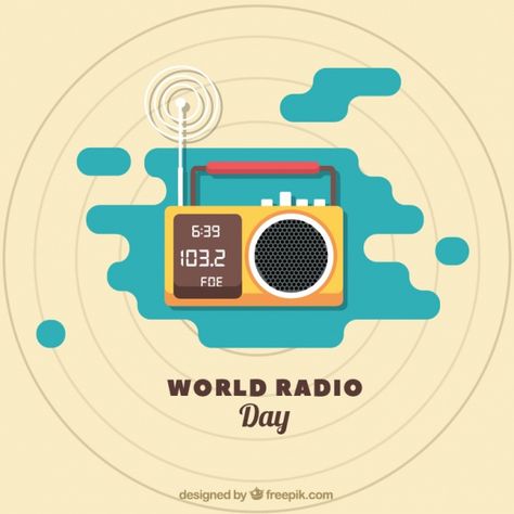 World Radio Day, Vintage Astronomy Prints, Communication Illustration, Minimalist Poster Design, Print Design Template, World Radio, Radio Design, Music Background, Day Background