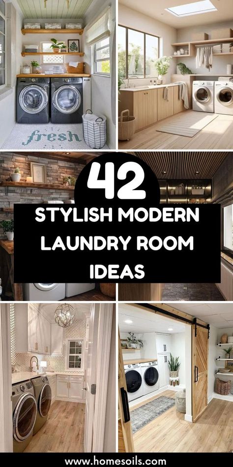 Discover 42 stylish modern laundry room ideas that blend functionality with sleek design! From minimalist cabinetry to bold tile patterns and smart storage solutions, these ideas will transform your laundry room into a chic, organized space. Laundry Room With Folding Area, Laundry Bar Ideas, Modern Minimalist Laundry Room, Laundry Room With Built Ins, Laundry Room Design With Window, Creative Laundry Room Ideas, Laundry Room Design Cabinets, Mid Century Modern Laundry Room, Laundry Room Design With Sink