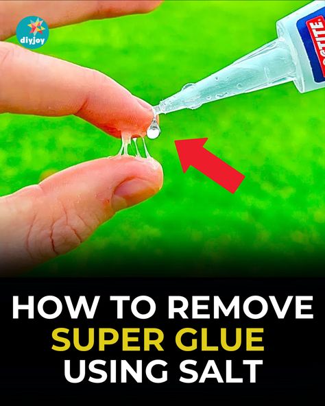 Accidentally spilled super glue on your fingers? Learn how to safely remove it from your skin using salt in this quick and easy tutorial. Glue Remover Diy, Remove Super Glue From Skin, How To Get Super Glue Of Your Hands, Remove Super Glue, Plaster Hands, Slushie Recipe, How To Remove Glue, Diy Plaster, Pinterest Diy