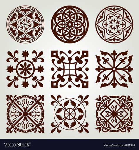 Gothic style elements Royalty Free Vector Image Gothic Elements, Gothic Windows, Gothic Pattern, Gothic Design, Stencil Patterns, Gothic Architecture, 판타지 아트, Design Reference, Arabesque