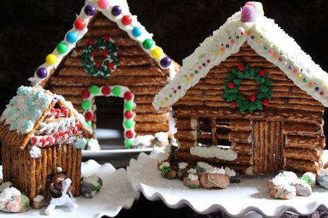 10 Awesome Gingerbread House Ideas ... Pretzel Gingerbread House, Decorated Pretzels, Easy Gingerbread House, Traveling Board, Gingerbread House Ideas, Gingerbread House Patterns, Ginger Bread House Diy, Cool Gingerbread Houses, Gingerbread House Template