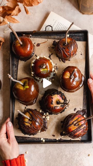 Stephanie | Gluten Free & Paleo Baking on Instagram: "REAL CARAMEL APPLES 🍂 but make them 5 ingredients, vegan, paleo, no refined sugars and so easy! 

🍎 1 cup coconut cream or coconut milk, canned 
🍎 1/2 cup pure maple syrup
🍎 1/2 cup coconut sugar (sucanat sugar will work too)
🍎 1 tsp vanilla extract (not imitation vanilla!)
🍎 1/2 tsp sea salt
🍎 optional toppings: chopped nuts, chocolate chips or sprinkles

1. Wash apples and wipe off the wax or the caramel will not stick. Insert popsicle sticks or real sticks (I foraged for some and washed mine) into center of apples. Prepare a surface with parchment or wax paper.

2. In a large saucepan, combine coconut cream or milk (do not shake can and scrape off 1 cup of the top cream part), maple syrup, coconut sugar and sea salt. Bring to Fruit Ideas, Paleo Baking, Pure Maple Syrup, Holiday Food, Popsicle Sticks, Coconut Sugar, Wax Paper, Vegan Paleo, Coconut Cream