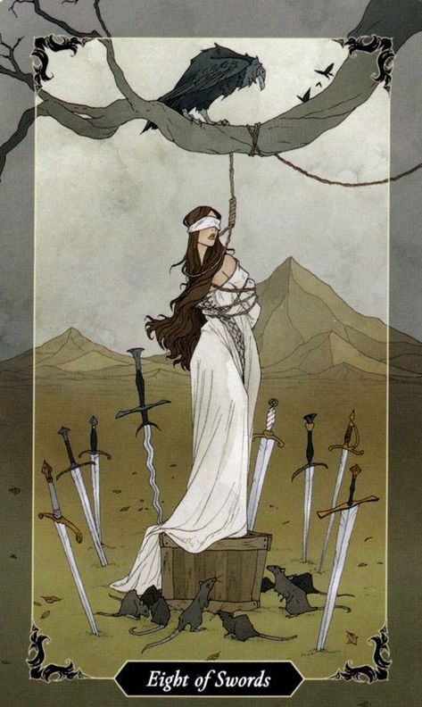 8 Of Swords, Eight Of Swords, Abigail Larson, Gothic Artwork, Tarot Cards Art, Tarot Art, Witch Art, Arte Fantasy, Tarot Deck