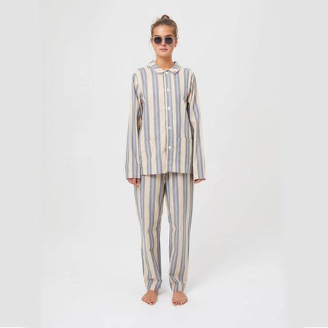 Button Up Pajamas, Unisex Pajamas, New York Street Style, Pyjamas Womens, Comfortable Pajamas, Best Pajamas, Cotton Sleepwear, Striped Pyjamas, Night Shirt