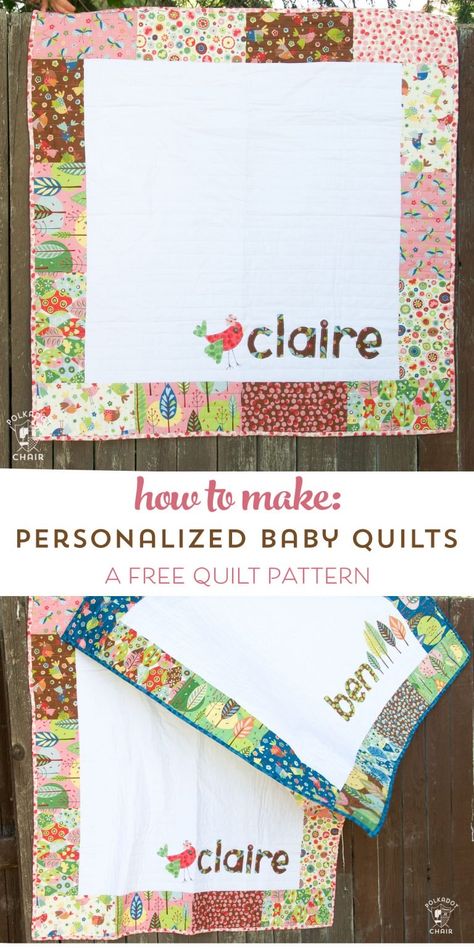 Free quilt pattern for personalized his and hers baby quilts. How to add a name to a baby quilt. #babyquilt #babyquiltpatterns #freetutorial #freequiltpattern Olivia Walker, Easy Quilt Tutorials, Precut Quilt Patterns, Free Baby Quilt Patterns, Story Quilts, Baby Quilt Patterns Easy, Baby Quilt Tutorials, Personalized Baby Quilt, Baby Clothes Quilt